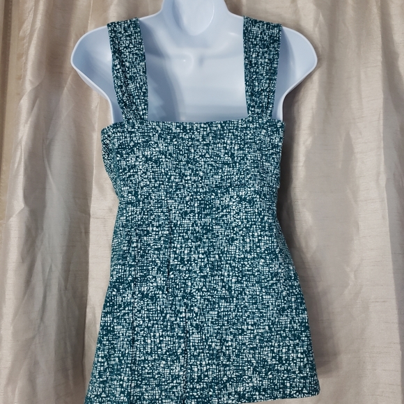 Ann Taylor teal green digital print blouse top Womens Medium - Picture 3 of 6